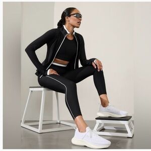 Athleta Black Leggings with White Trim